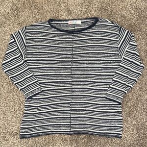 Free People Beach Navy Blue Striped Lightweight Sweater